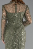 Long Olive Drab Beaded Evening Dress ABU5638