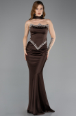 Long Brown Satin Mermaid Prom Dress ABU5644