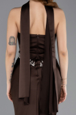 Long Brown Satin Mermaid Prom Dress ABU5644