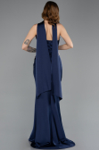 Long Navy Blue Satin Mermaid Prom Dress ABU5644