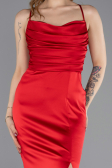 Long Red Satin Prom Gown ABU5646
