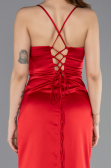 Long Red Satin Prom Gown ABU5646