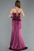 Long Cherry Colored Satin Prom Gown ABU5646