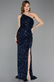 Long Navy Blue Scaly Evening Dress ABU5647
