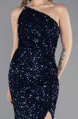 Long Navy Blue Scaly Evening Dress ABU5647