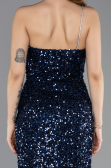 Long Navy Blue Scaly Evening Dress ABU5647