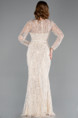Long Beige Beaded Evening Dress ABU5649