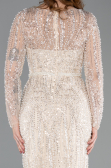 Long Beige Beaded Evening Dress ABU5649