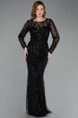 Long Black Beaded Evening Dress ABU5649