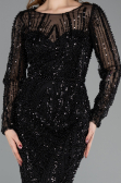Long Black Beaded Evening Dress ABU5649