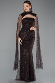 Long Brown Beaded Evening Dress ABU5652