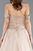 Beige Long Beaded Evening Dress ABU5542