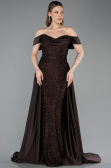 Brown Long Beaded Evening Dress ABU5542