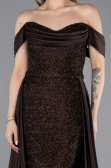 Brown Long Beaded Evening Dress ABU5542