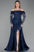 Long Navy Blue Dantelle Evening Dress ABU5653