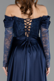 Long Navy Blue Dantelle Evening Dress ABU5653