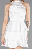 Short White Satin Cocktail Dress ABK2528