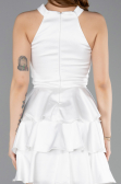 Short White Satin Cocktail Dress ABK2528