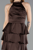 Short Brown Satin Cocktail Dress ABK2528