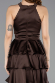 Short Brown Satin Cocktail Dress ABK2528
