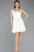 Short White Satin Party Dress ABK2529