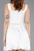 Short White Satin Party Dress ABK2529