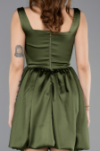 Short Olive Drab Satin Party Dress ABK2529