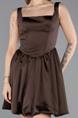 Short Brown Satin Party Dress ABK2529