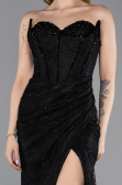 Long Black Laced Evening Dress ABU5642