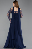 Long Navy Blue Dantelle Plus Size Evening Dress ABU5657