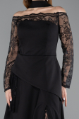 Long Black Dantelle Plus Size Evening Dress ABU5657