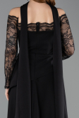 Long Black Dantelle Plus Size Evening Dress ABU5657