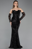 Long Black Beaded Evening Dress ABU5659