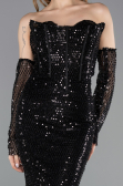 Long Black Beaded Evening Dress ABU5659
