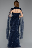Long Navy Blue Beaded Evening Dress ABU5652