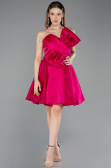 Short Fuchsia Satin Cocktail Dress ABK2510