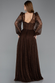 Brown Long Dantelle Evening Dress ABU5334