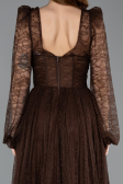 Brown Long Dantelle Evening Dress ABU5334