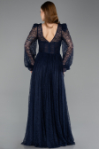 Navy Blue Long Dantelle Evening Dress ABU5334