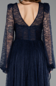 Navy Blue Long Dantelle Evening Dress ABU5334