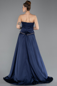 Long Navy Blue Satin Evening Dress ABU5684