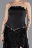 Long Black Satin Evening Dress ABU5684