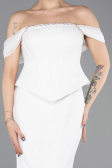 Long White Dantelle Mermaid Prom Dress ABU5685