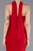 Long Red Dantelle Evening Dress ABU5686