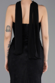Long Black Dantelle Evening Dress ABU5686