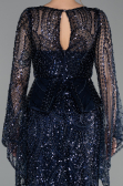 Long Navy Blue Beaded Evening Dress ABU5690