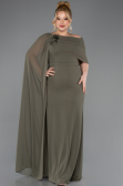 Olive Drab Long Chiffon Plus Size Evening Dress ABU5419