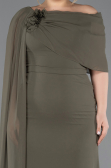 Olive Drab Long Chiffon Plus Size Evening Dress ABU5419