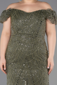 Long Olive Drab Beaded Plus Size Evening Dress ABU5548