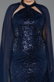 Long Navy Blue Plus Size Engagement Dress ABU5596